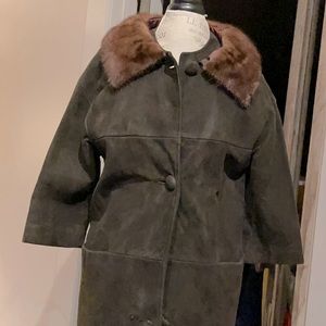 VINTAGE- Leather Trench with mink stole
